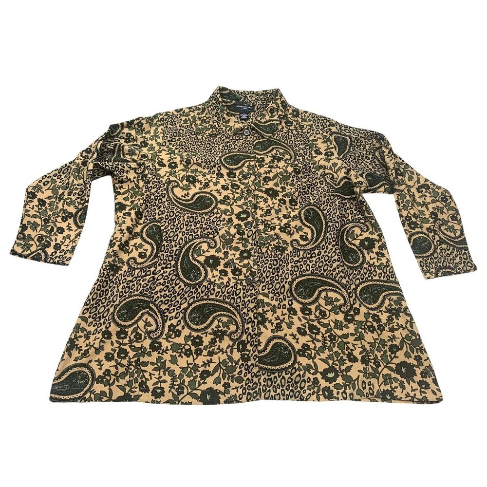 Goodclothes Womens 1X Paisley & Floral Long Sleeve Button Down Shirt